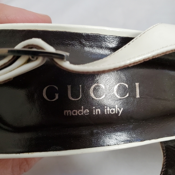Gucci Winter White Sling Back Heels Sandals - Picture 10 of 16